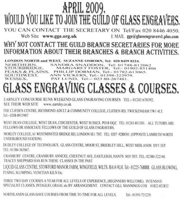 Guild of Glass Engraving classes and courses